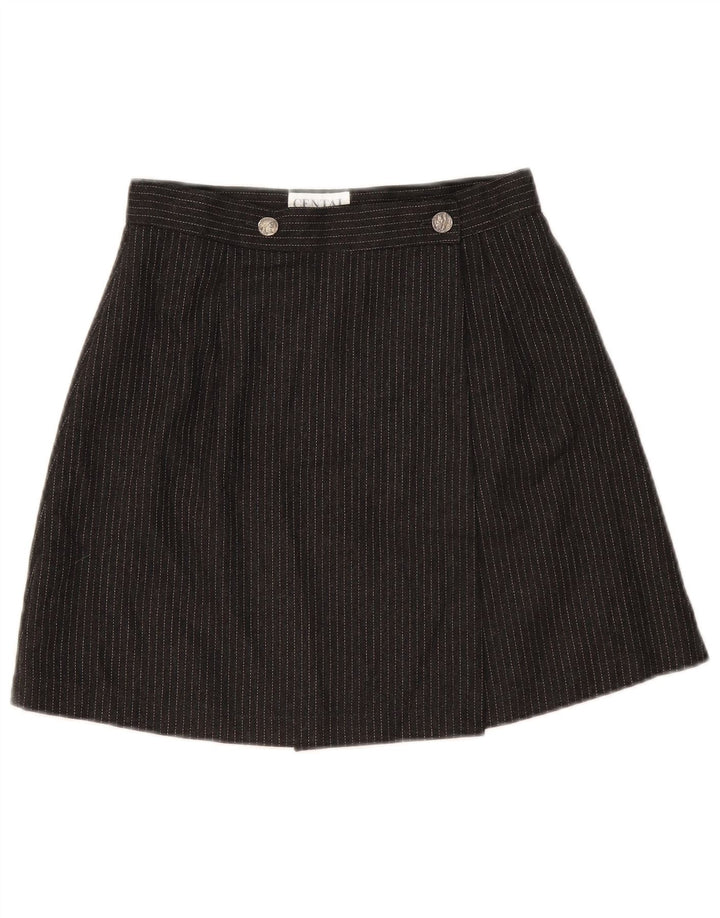 Saia feminina vintage IT 42 médio W26 listrada preta