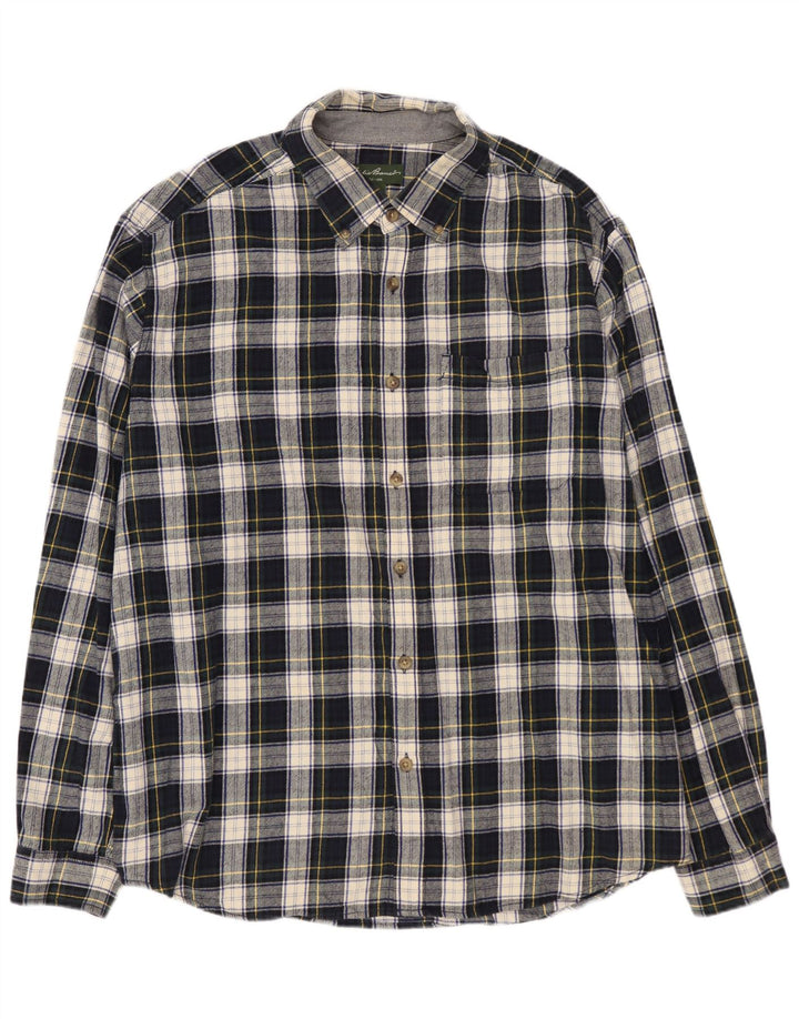 Camisa masculina de flanela EDDIE BAUER 2XL algodão xadrez azul marinho