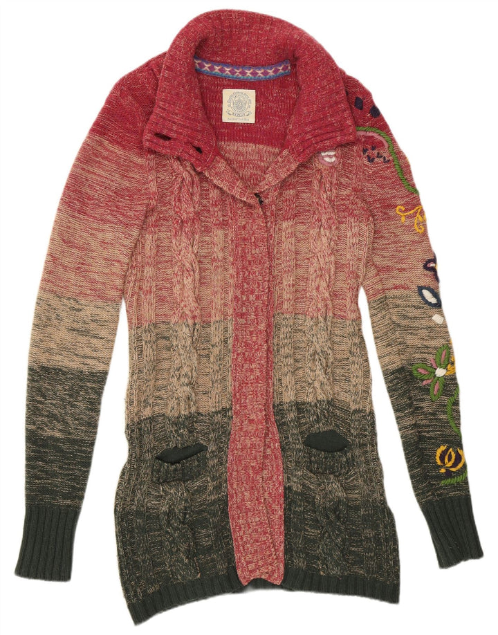 Suéter cardigã feminino Replay UK 10 pequeno bloco colorido multicolorido