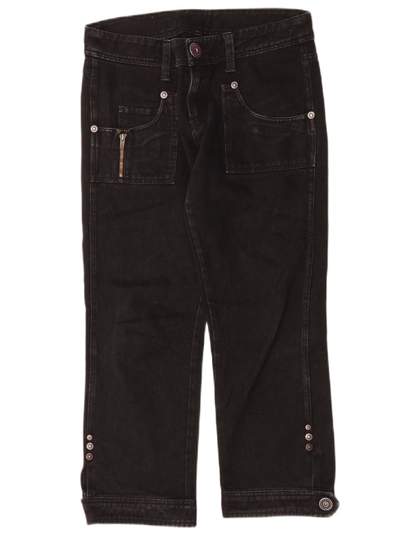 Jeans femininos cortados retos Iceberg W29 L25 algodão preto