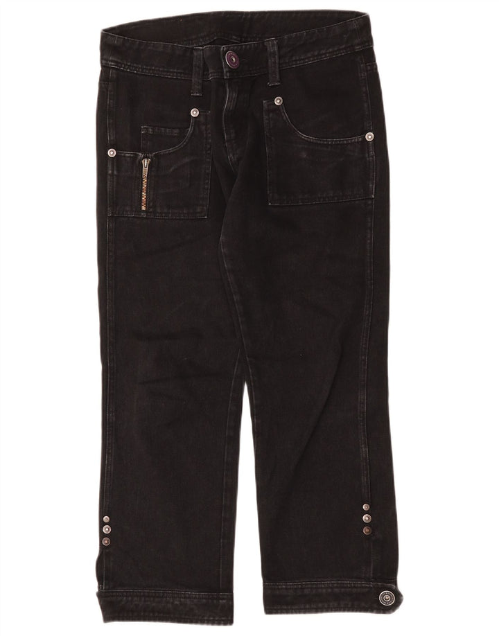 Jeans femininos cortados retos Iceberg W29 L25 algodão preto