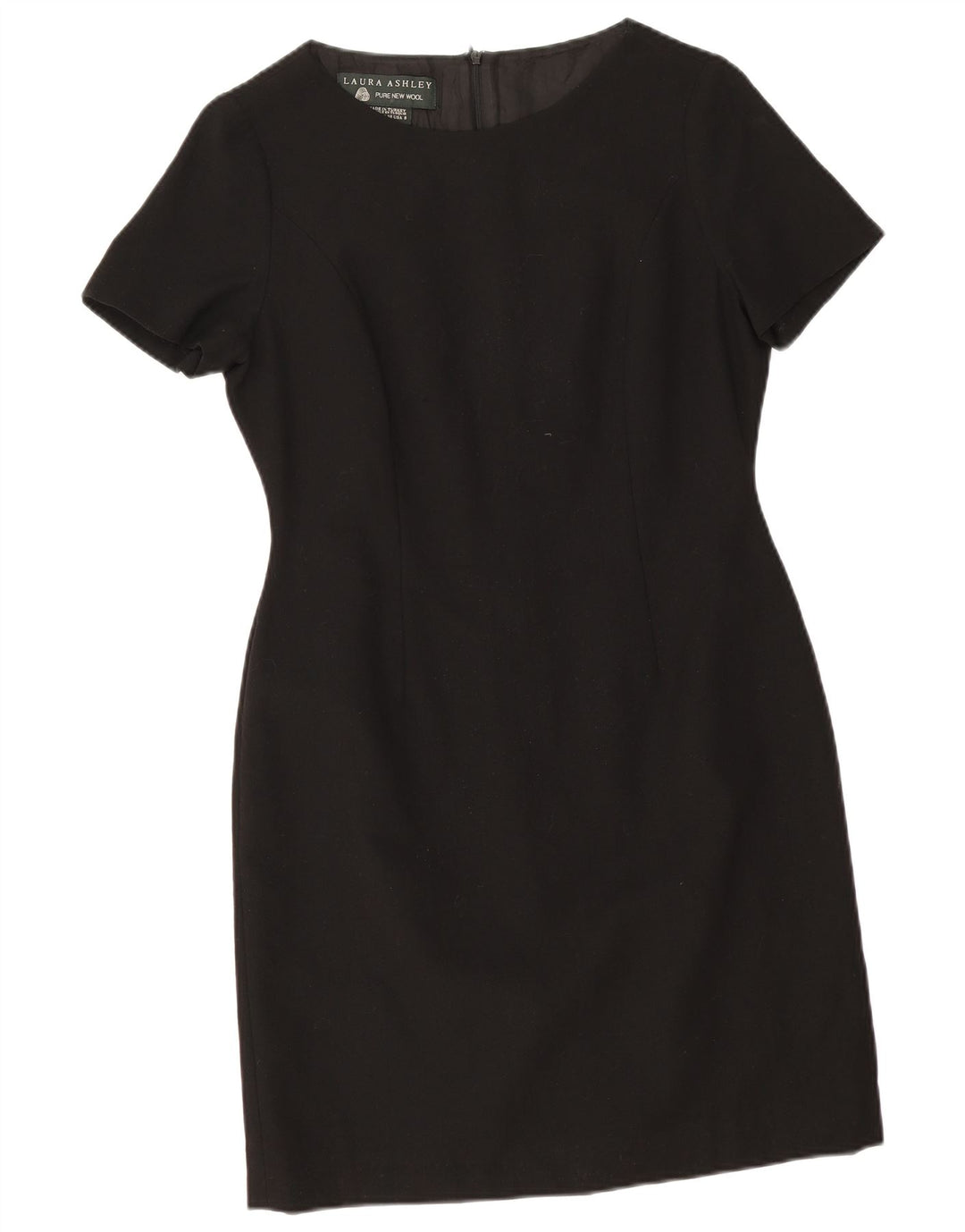Vestido bainha feminino Laura Ashley Reino Unido 12 médio preto lã nova