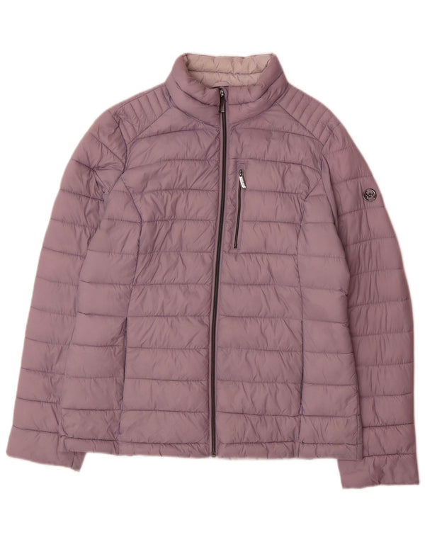 Jaqueta acolchoada feminina Michael Kors Reino Unido 14 nylon roxo médio