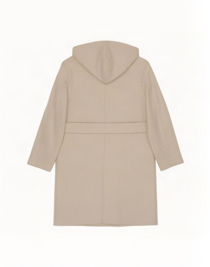 Casaco feminino Zara com capuz grande e trespassado duplo Reino Unido 10 pequeno bege