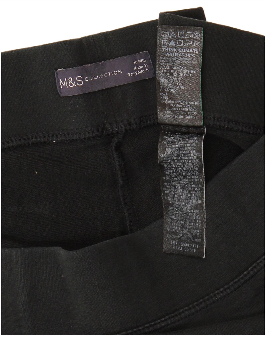 Leggings femininos MARKS & SPENCER UK 18 XL algodão preto