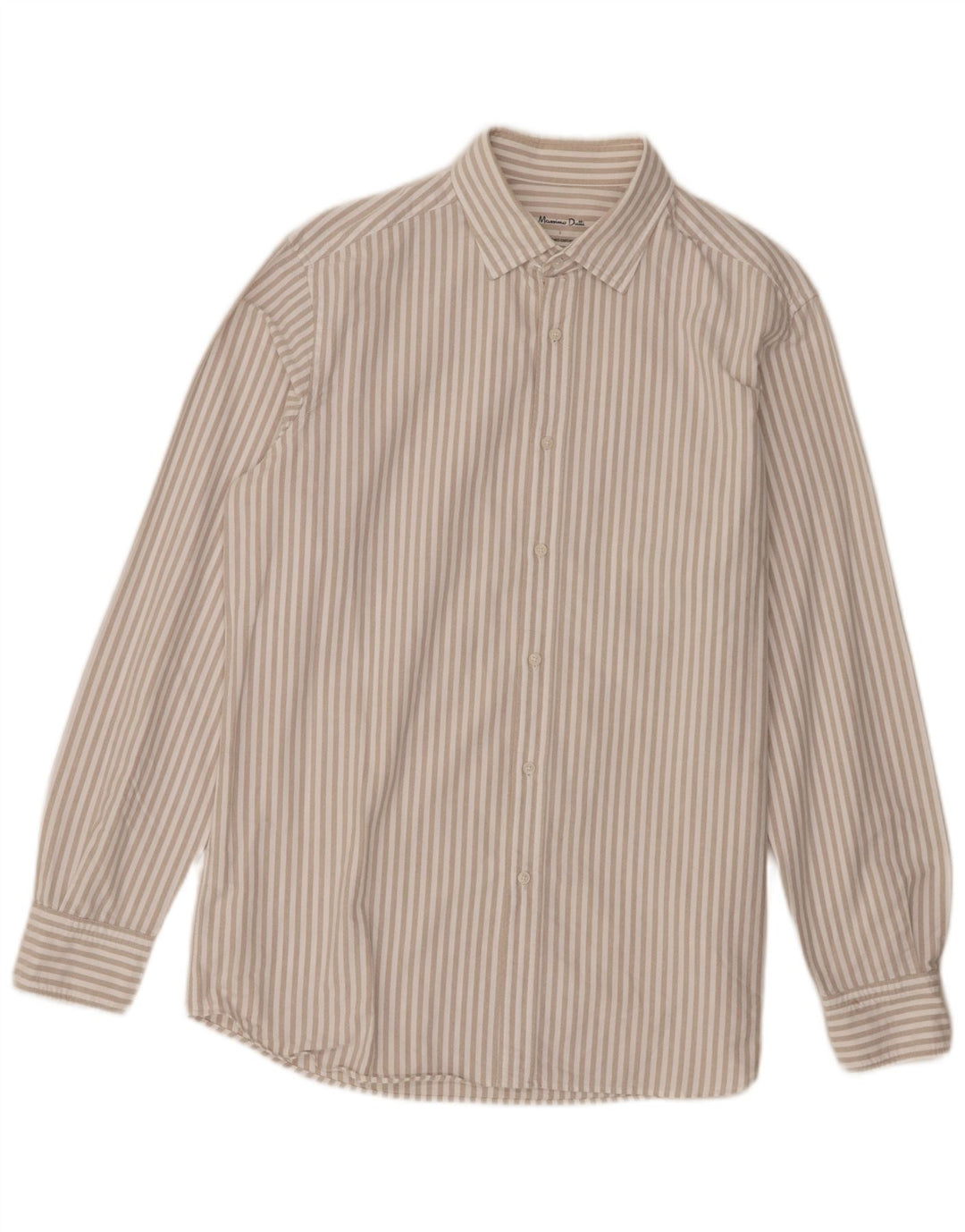 Camisa masculina Massimo Dutti grande algodão listrado branco