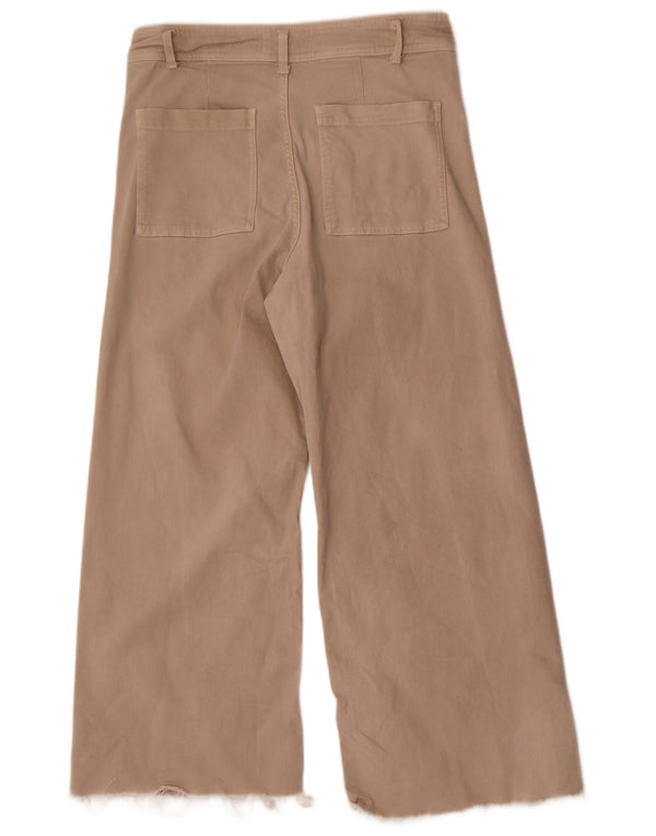 Calça feminina casual Zara The Marine perna larga EU 44 grande W34 L28 bege