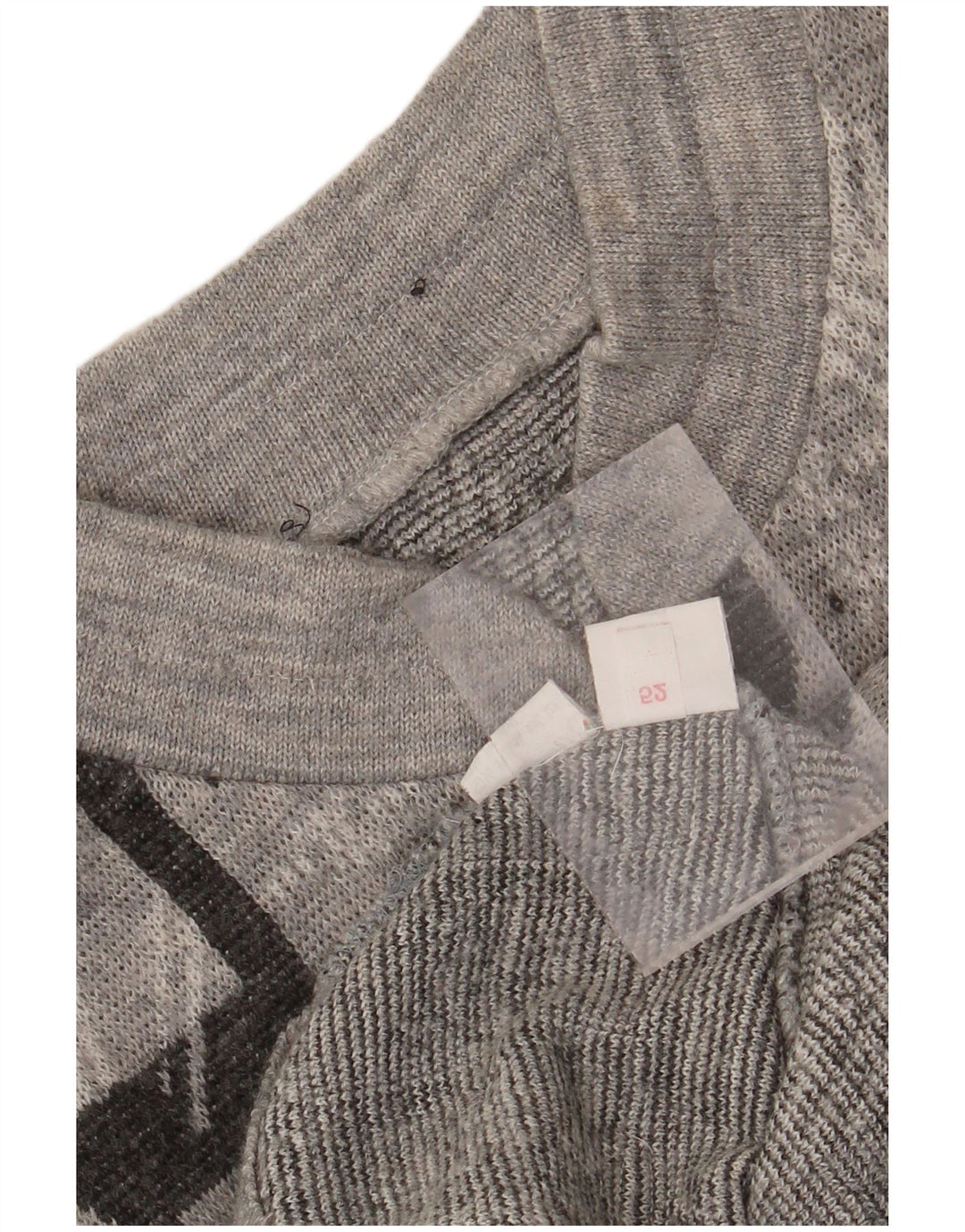 Suéter masculino VINTAGE com zíper e gola IT 52 grande cinza Fair Isle