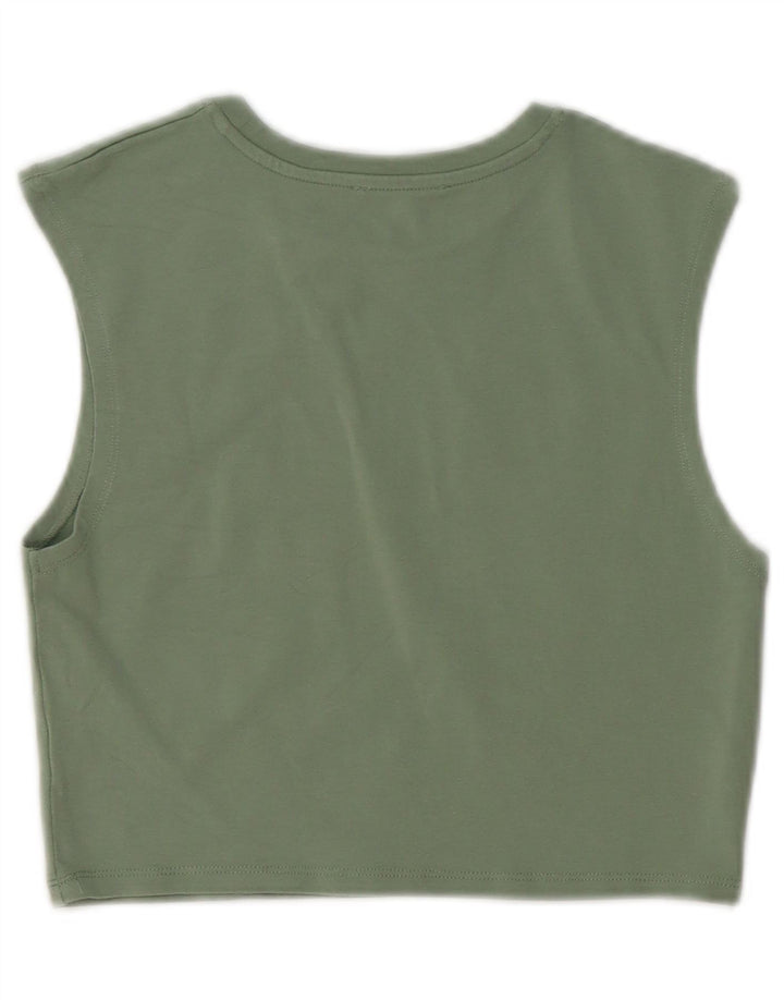 Zara Womens Crop Vest Top UK 12 Médio Verde