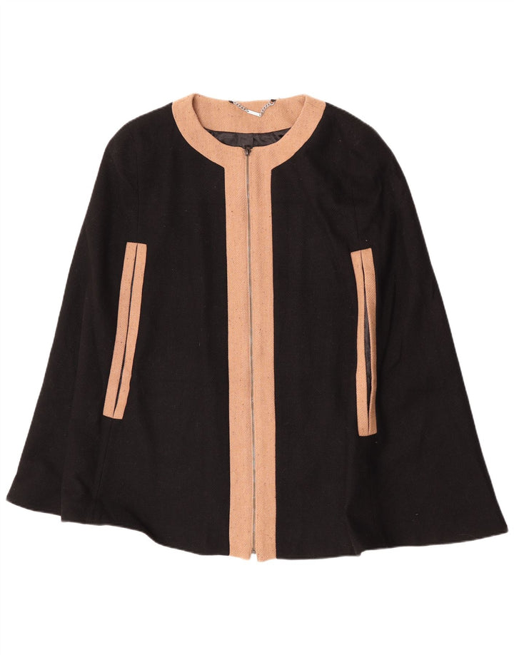 Casaco poncho feminino Laura Ashley Reino Unido 16 grande lã colorblock preto