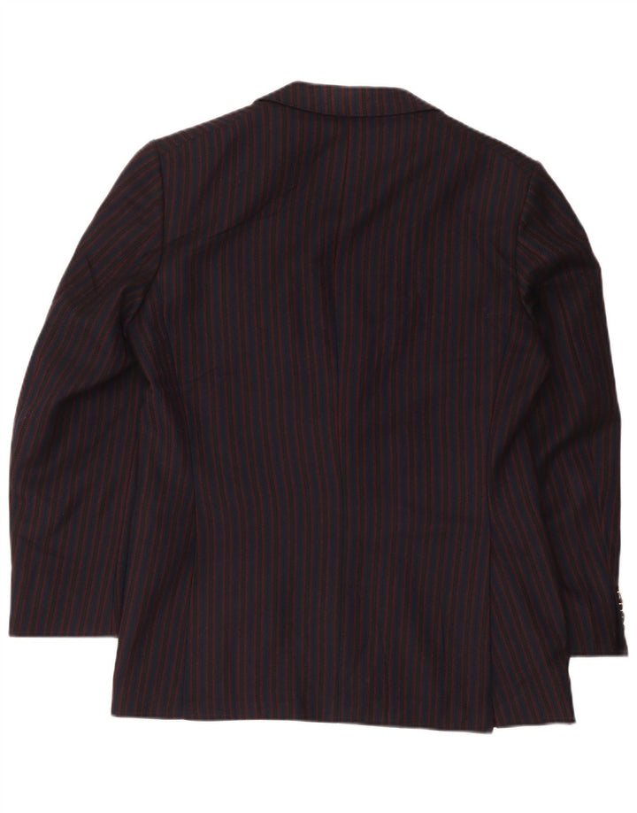 Jaqueta blazer masculina vintage com 2 botões Reino Unido 38 lã listrada azul marinho médio