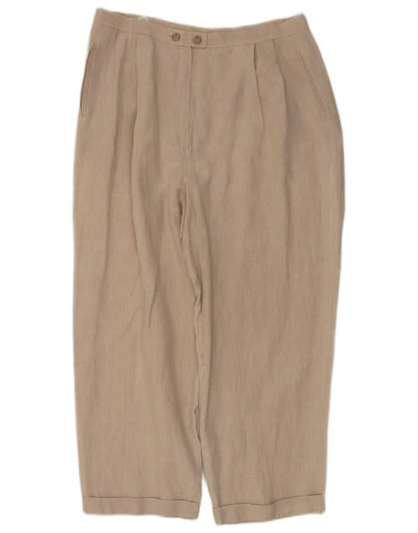 Calças cortadas femininas Marks & Spencer Reino Unido 18 XL W32 L25 linho bege