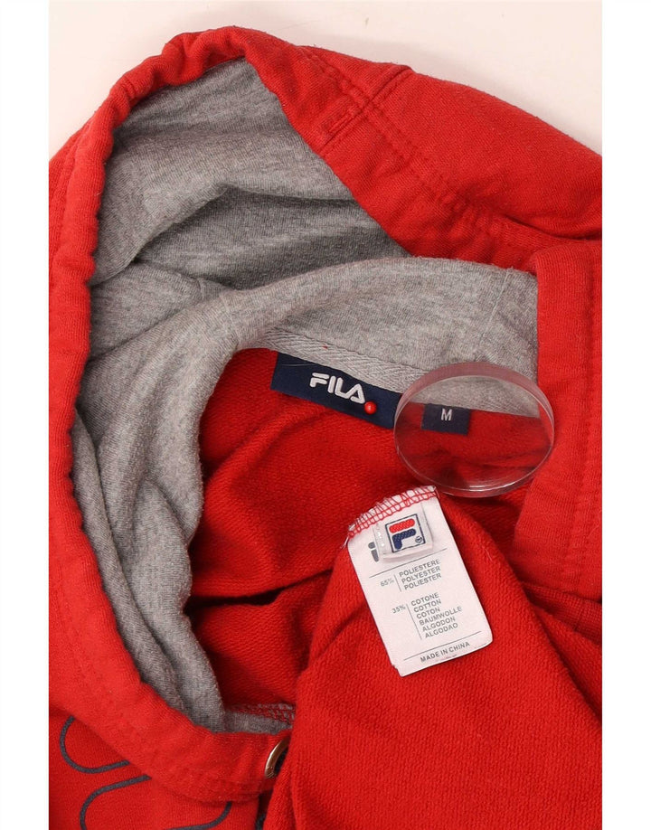 Fila feminino gráfico moletom com capuz UK 14 poliéster vermelho médio