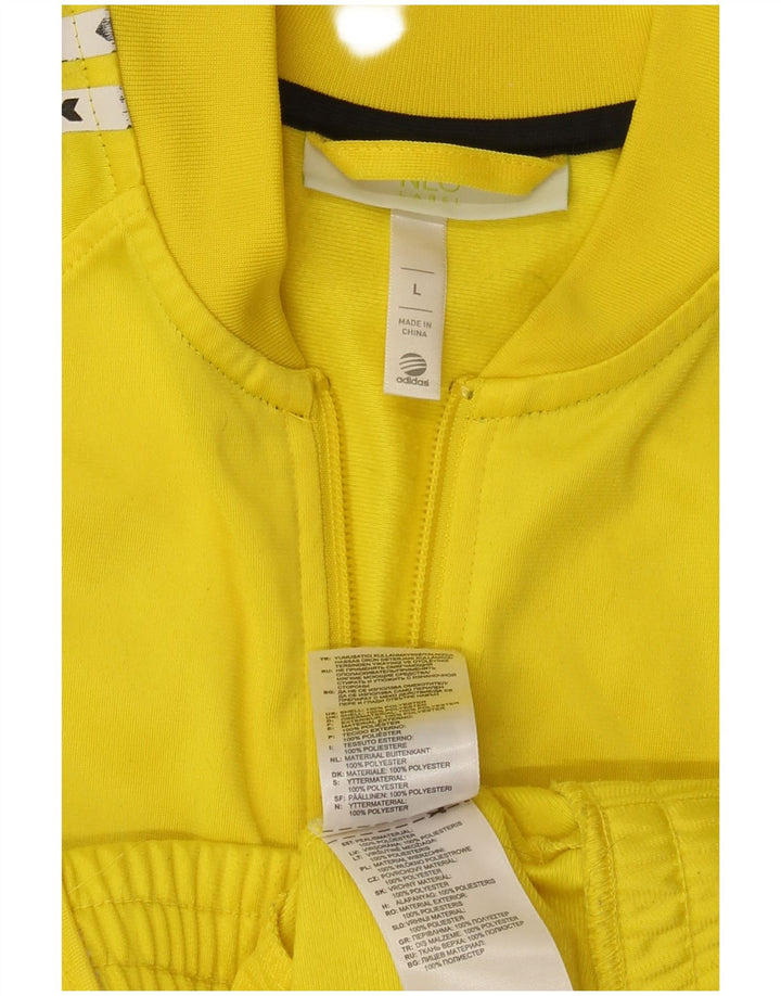 ADIDAS Womens Tracksuit Top Jacket UK 16 Grande Poliéster Amarelo