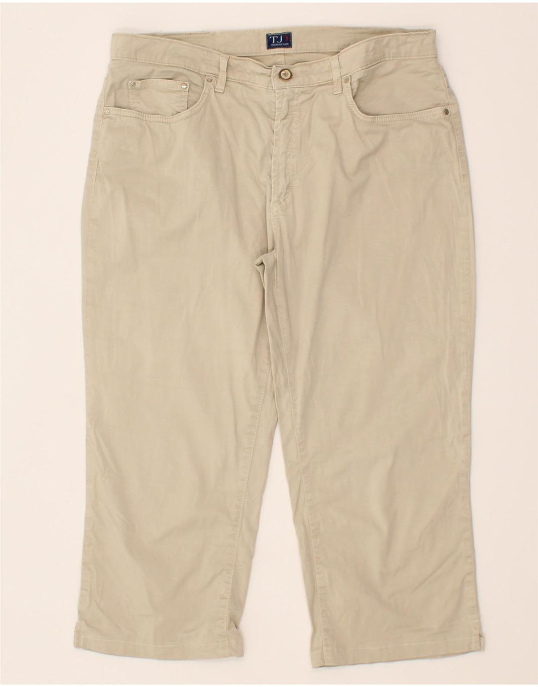 TRUSSARDI Womens Straight Capri Trousers W33 L21 Beige Cotton Vintage Trussardi and Second-Hand Trussardi from Messina Hembry 