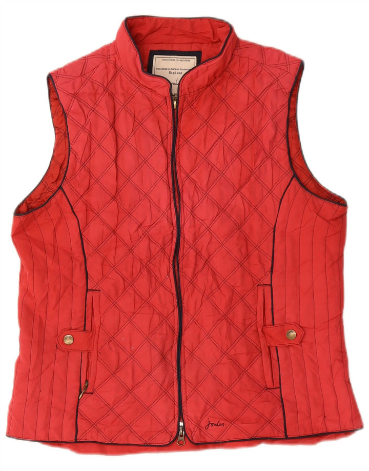 JOULES Colete acolchoado feminino UK 16 grande poliéster vermelho