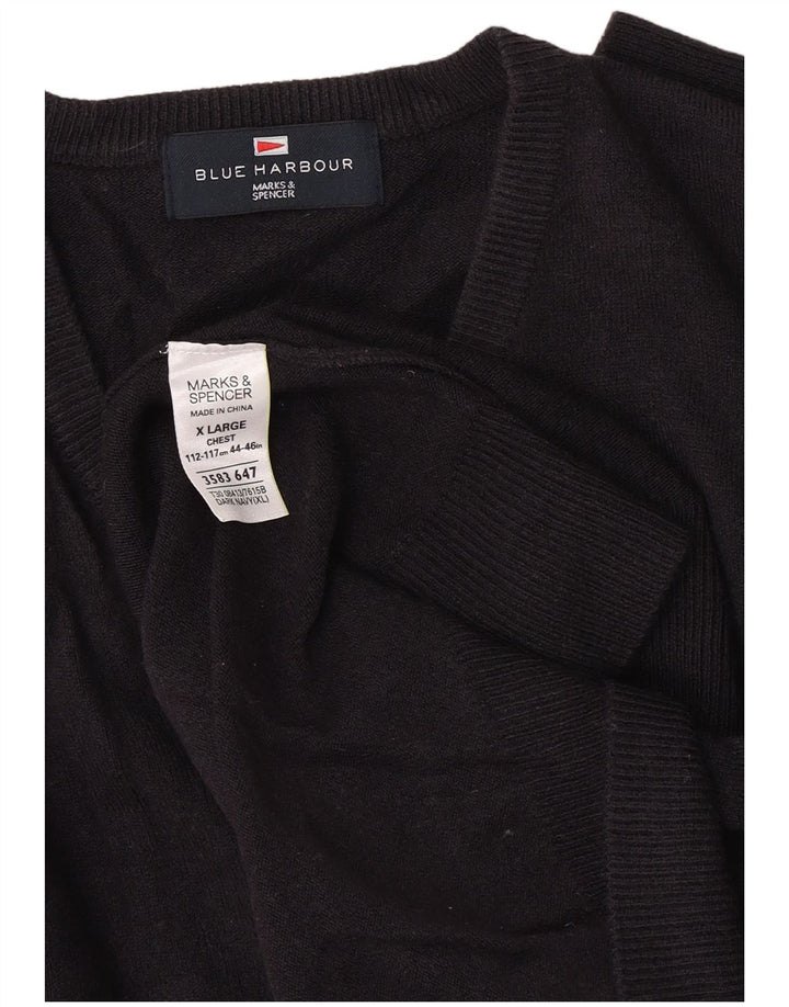 Suéter masculino Marks & Spencer Blue Harbor com decote em V XL azul marinho