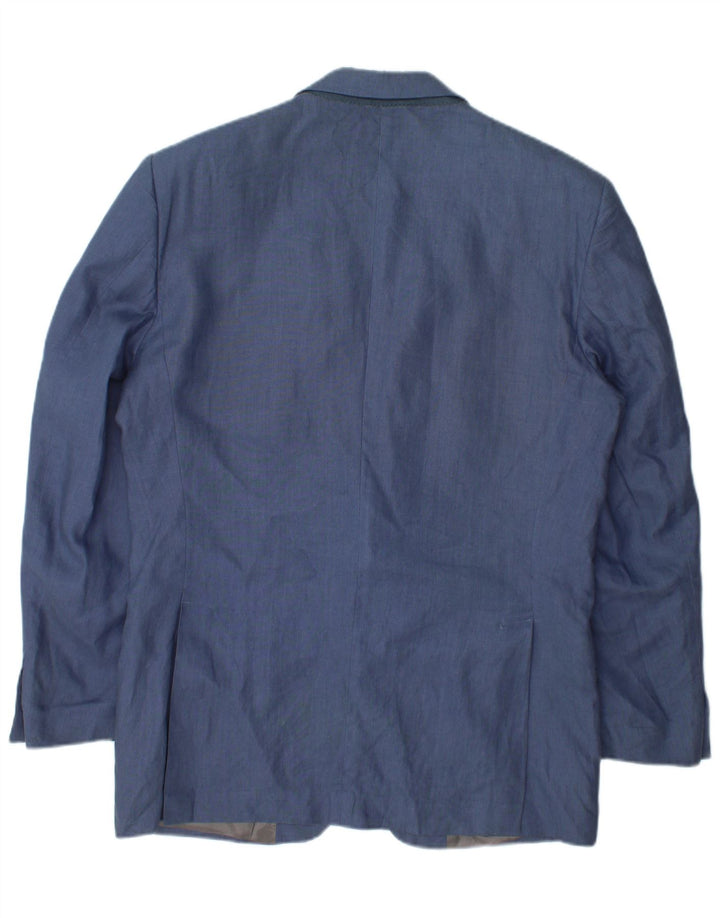 Jaqueta blazer masculina vintage com 2 botões IT 50 grande linho azul