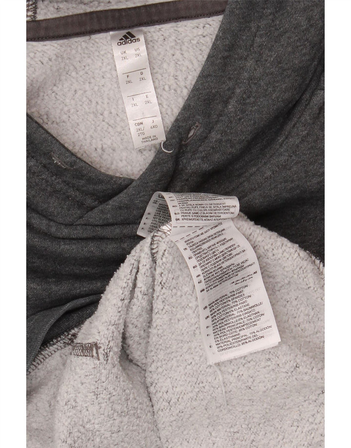 ADIDAS Mens Hoodie Jumper 2XL Cinza Algodão