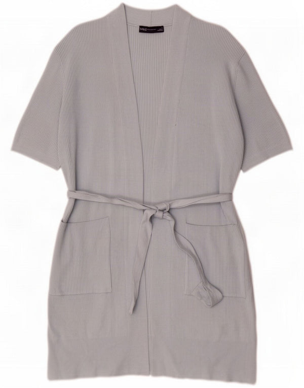 Suéter cardigã feminino Longline Marks & Spencer Reino Unido 14 azul médio