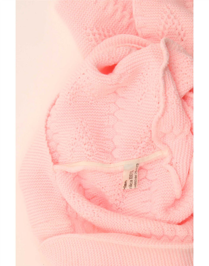 Suéter Cardigan Feminino Vintage Reino Unido 14 Acrílico Rosa Médio