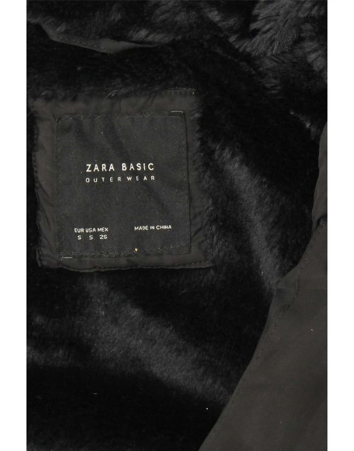 Jaqueta acolchoada com capuz feminina Zara UK 10 poliéster preto pequeno