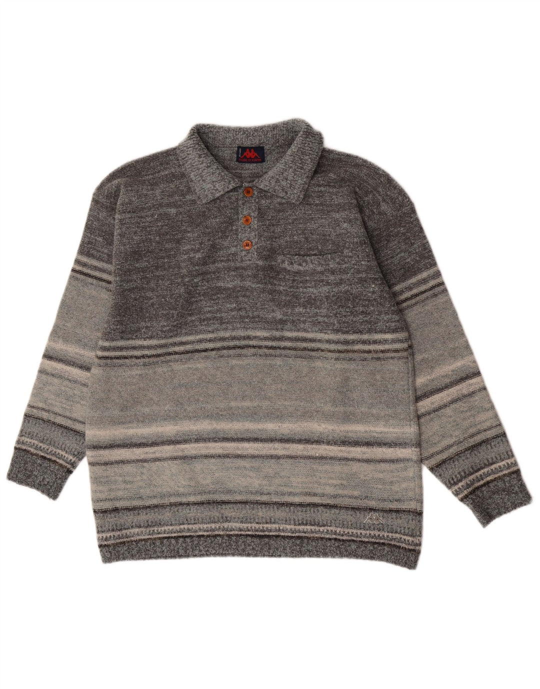 Suéter masculino Kappa com gola polo e lã listrada cinza XL