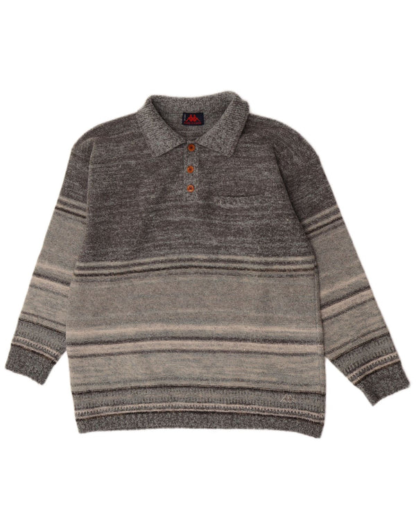 Suéter masculino Kappa com gola polo e lã listrada cinza XL
