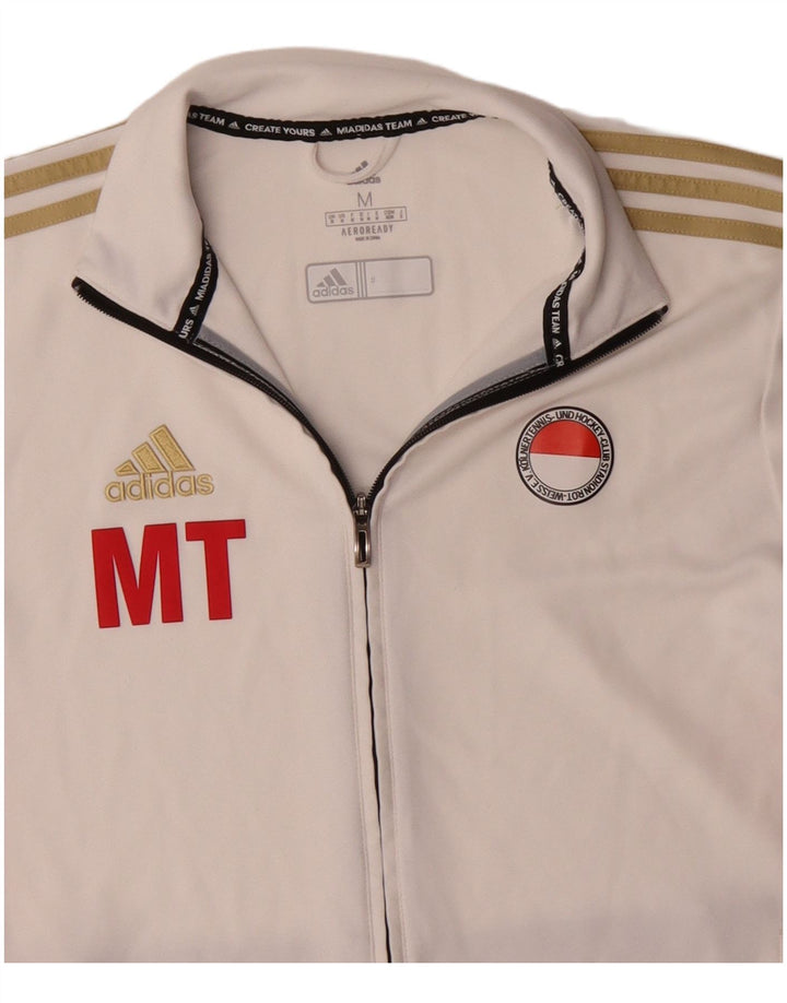 Adidas Mens Aeroready Tracksuit Top Jacket Médio Off White Colourblock