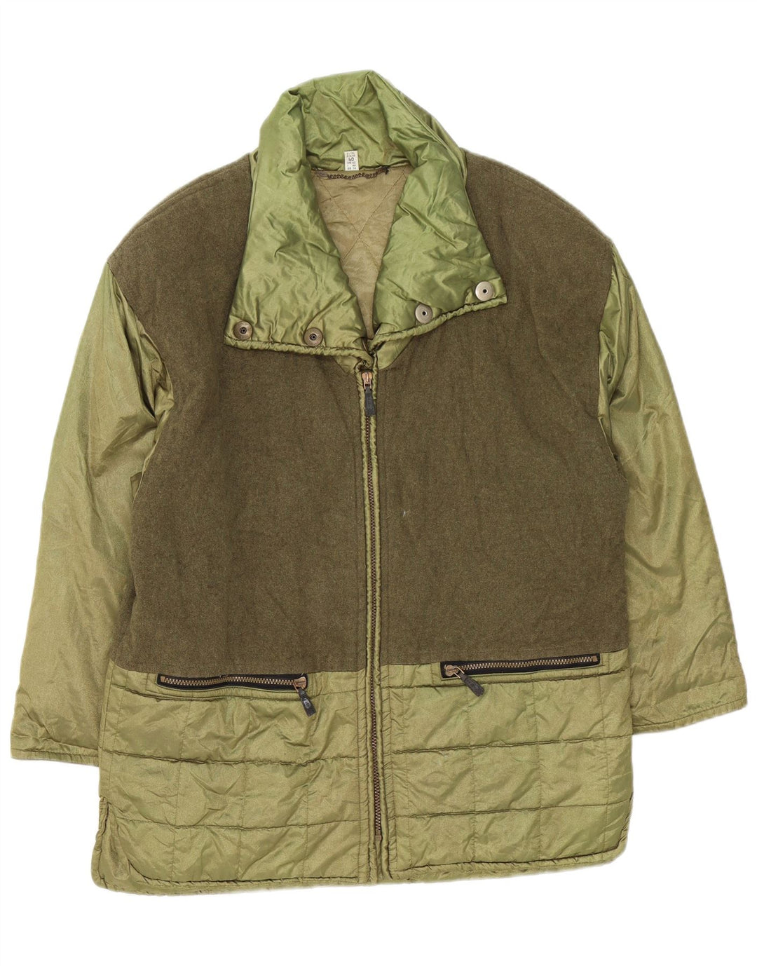 Casaco acolchoado feminino vintage solto IT 44 bloco colorido verde médio