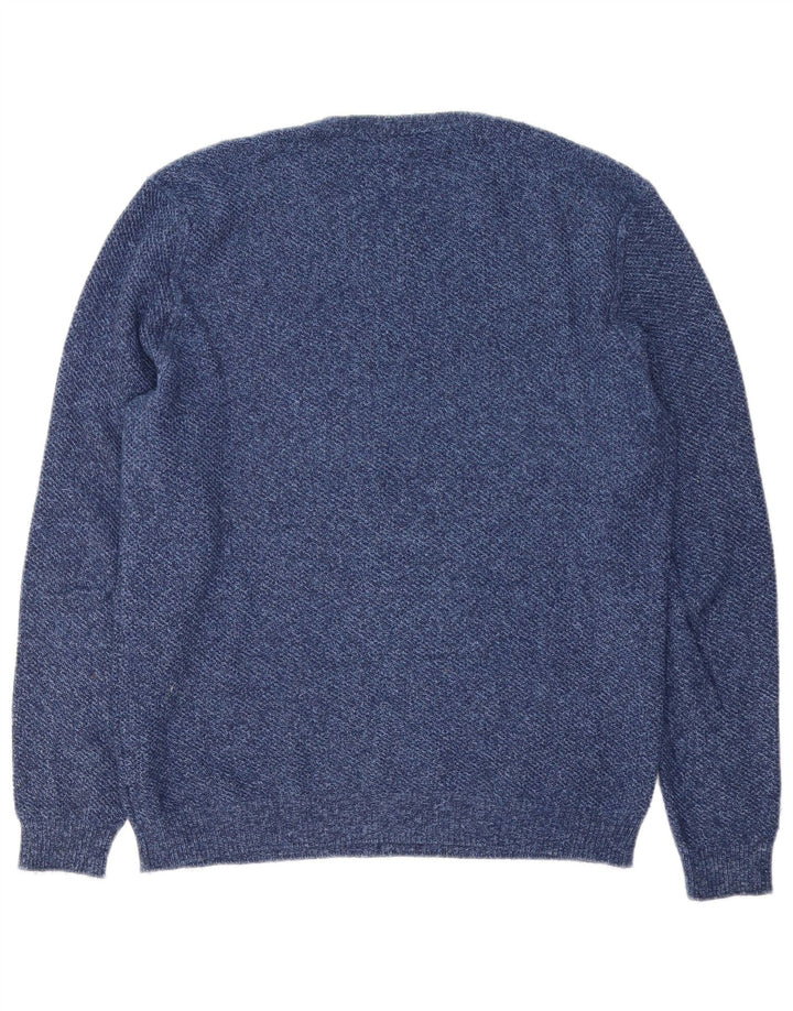 Suéter masculino Massimo Dutti com gola redonda, algodão azul marinho médio