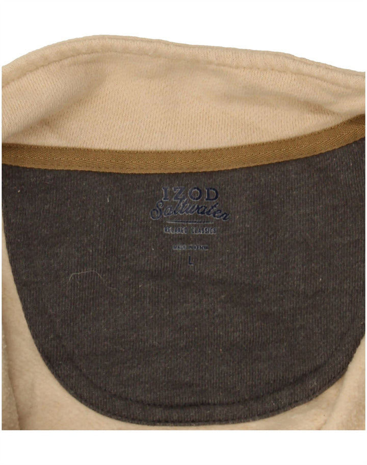 IZOD Mens Salt Water Zip Neck Sweatshirt Jumper Large Beige Cotton Vintage Izod and Second-Hand Izod from Messina Hembry 