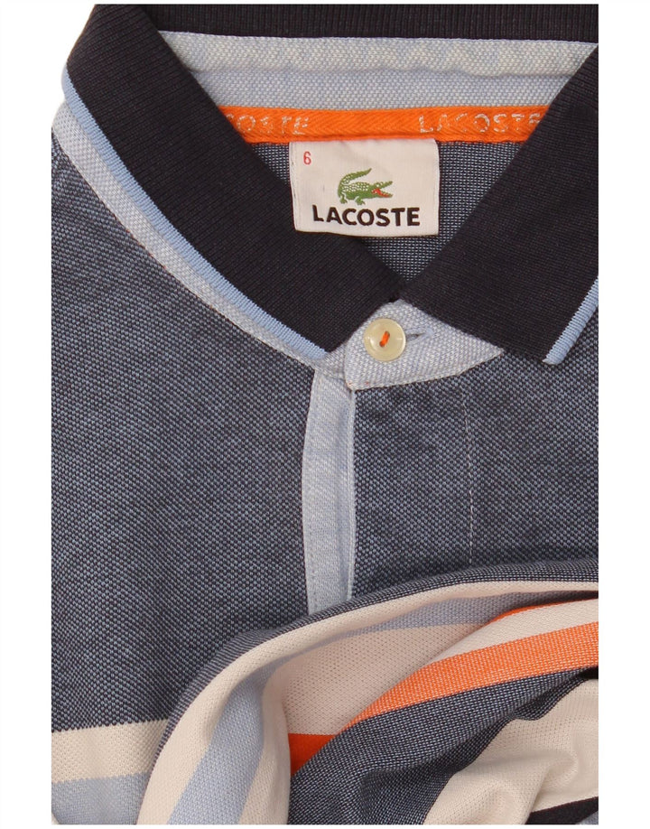 Camisa polo masculina Lacoste tamanho 6 XL azul colorblock