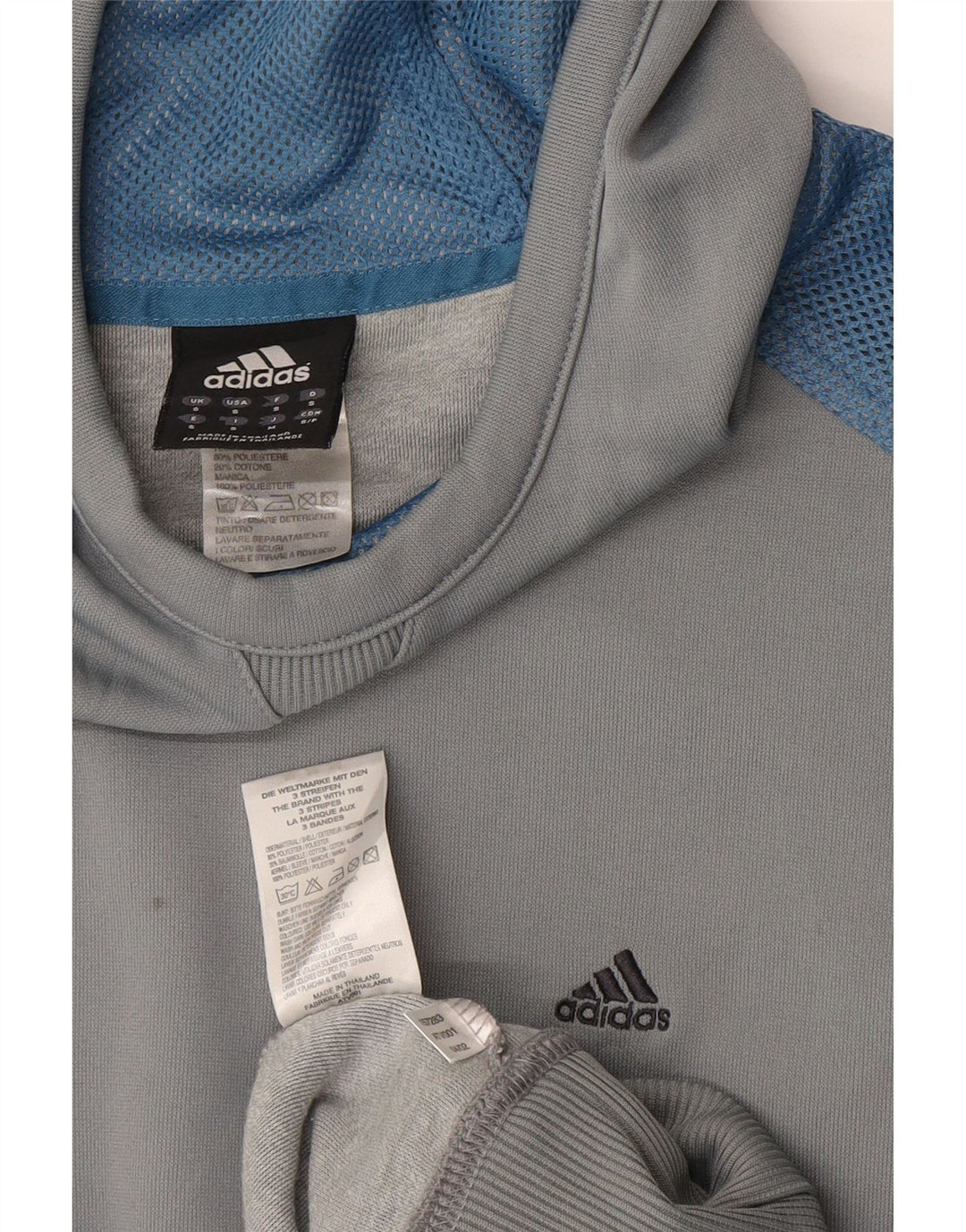 Adidas Mens Hoodie Jumper Pequeno Cinza Colorblock Poliéster