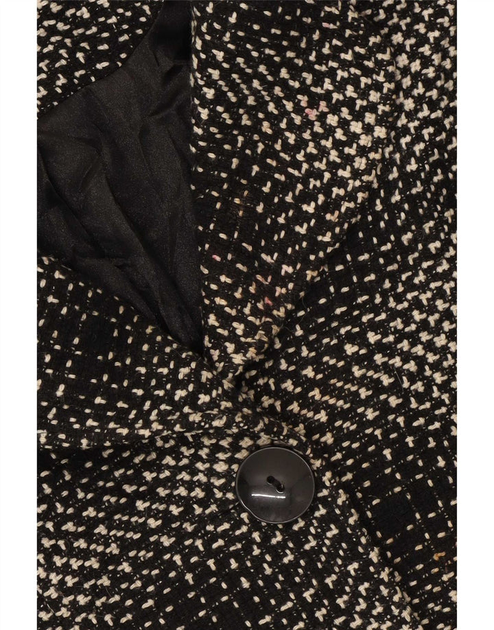 Sobretudo feminino M&Co UK 16 acrílico xadrez preto grande