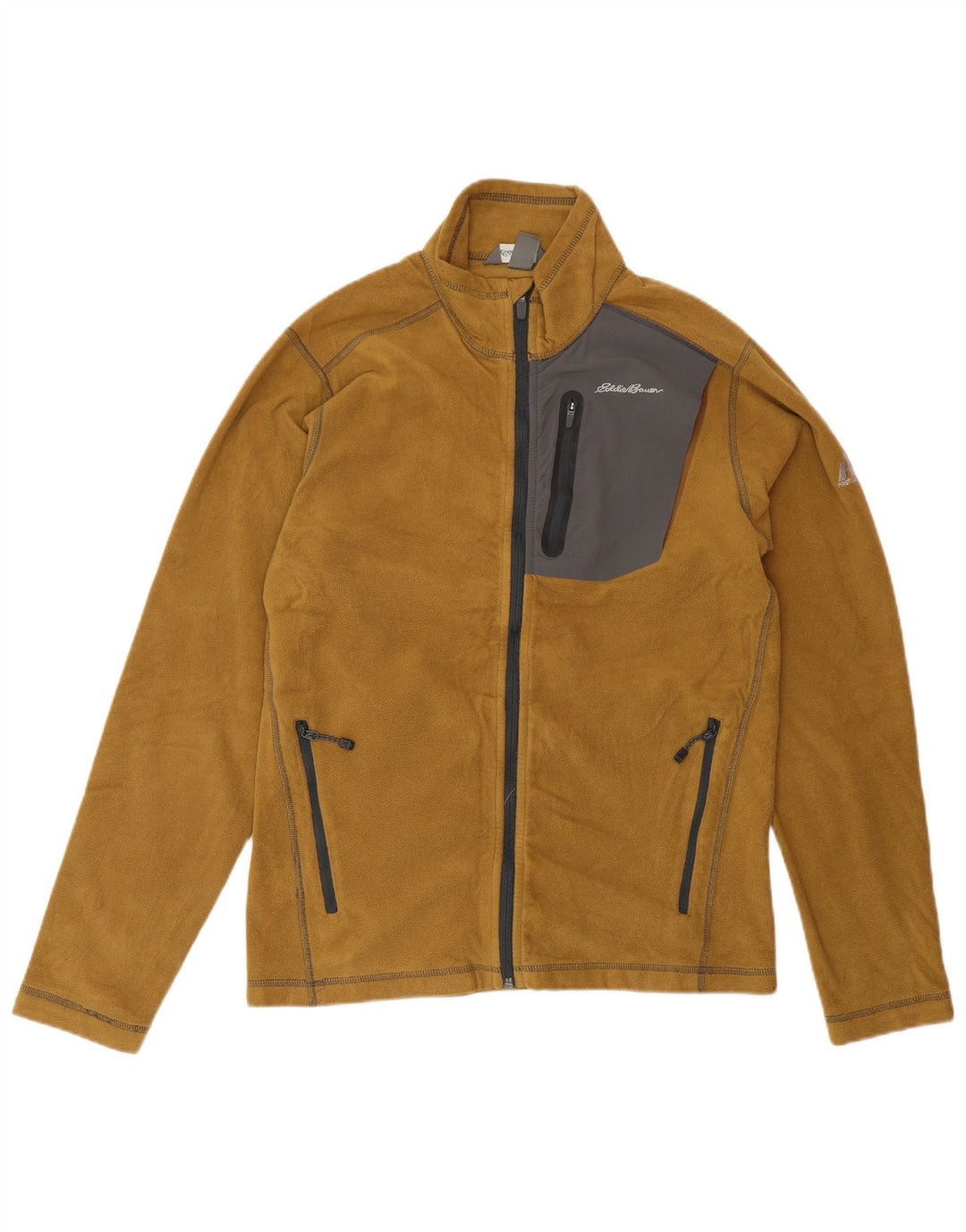 Jaqueta de lã masculina Eddie Bauer Reino Unido 36 poliéster colorblock marrom pequeno