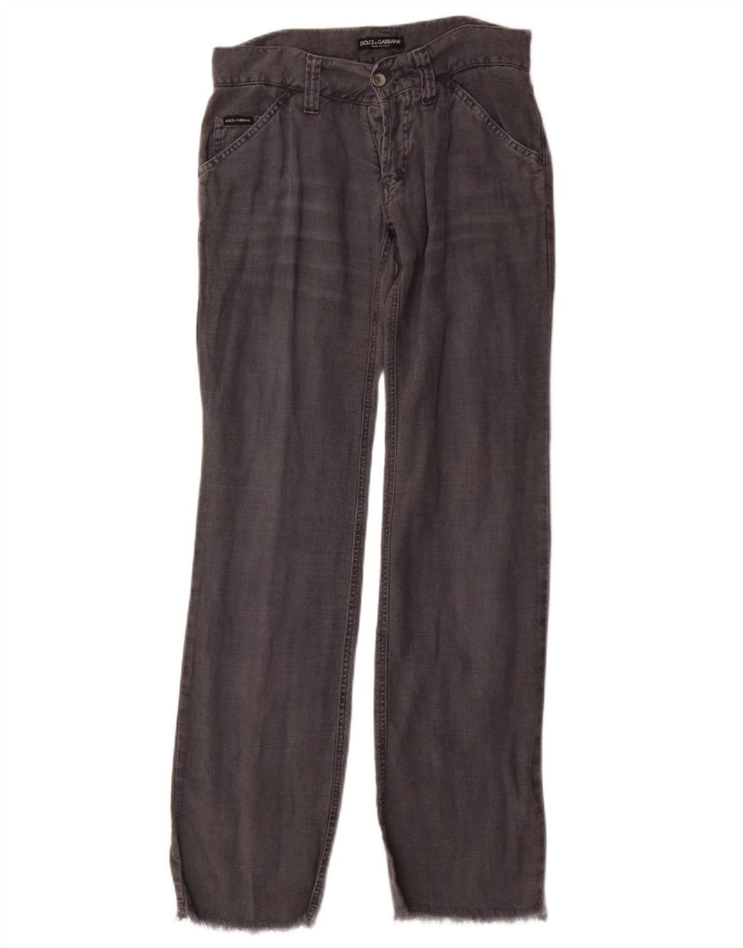 Calça feminina reta casual Dolce & Gabbana IT 44 médio W30 L34 cinza