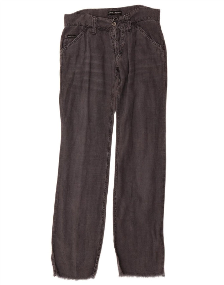 Calça feminina reta casual Dolce & Gabbana IT 44 médio W30 L34 cinza