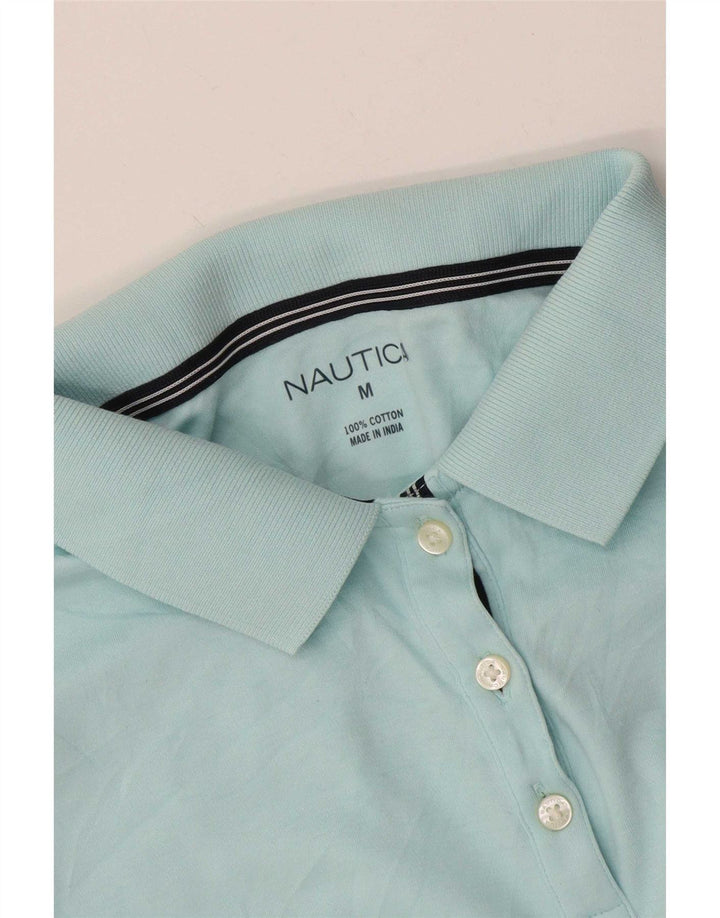 Camisa polo feminina Nautica UK 14 algodão azul médio