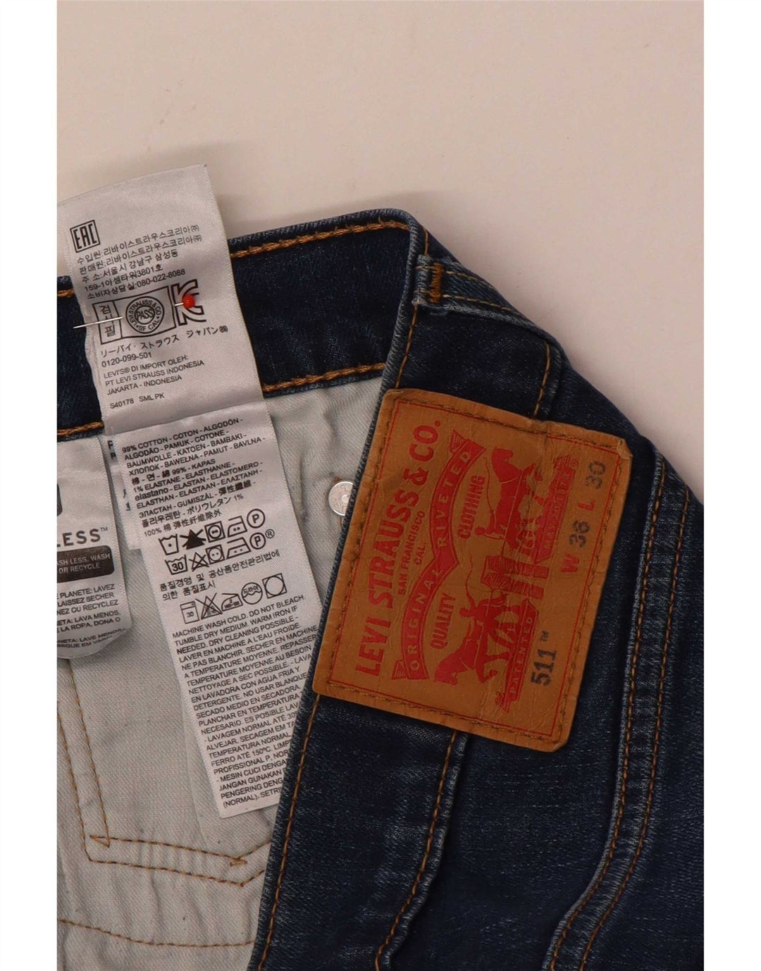 Calça Jeans Levis 511 Slim Masculina W36 L30 Azul Algodão