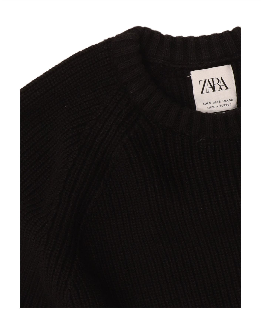 Zara Suéter feminino oversized com gola redonda Reino Unido 10 pequeno preto