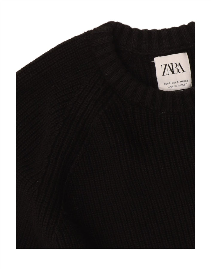 Zara Suéter feminino oversized com gola redonda Reino Unido 10 pequeno preto