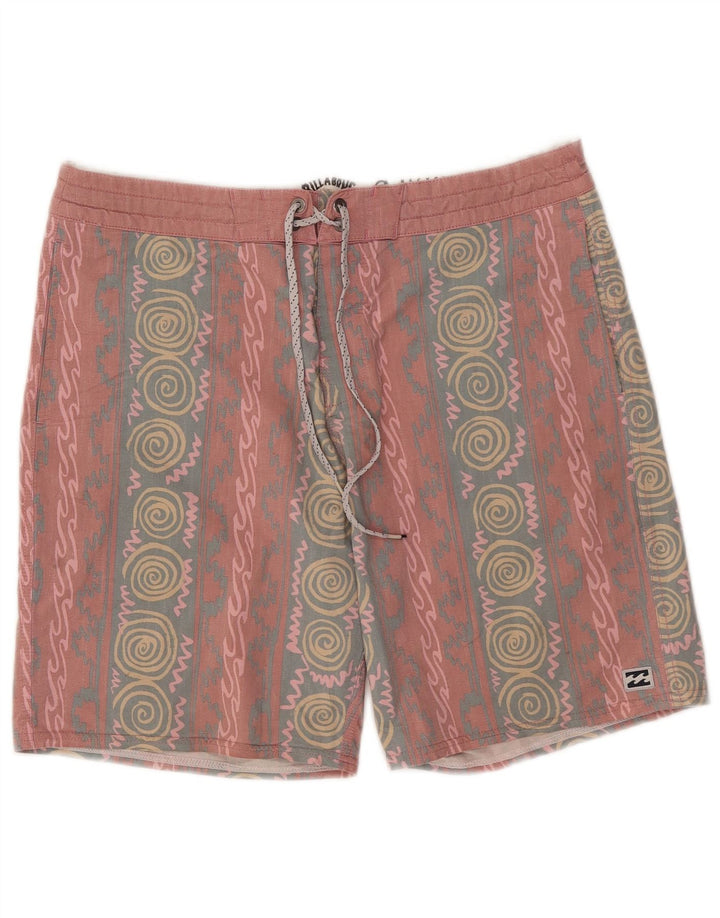 Shorts de natação masculino Billabong médio rosa geométrico