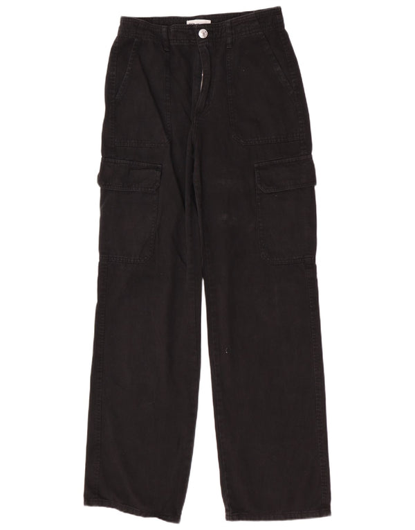 Calça cargo feminina Zara com cintura alta e perna larga UE 36 XS W26 L32 preta