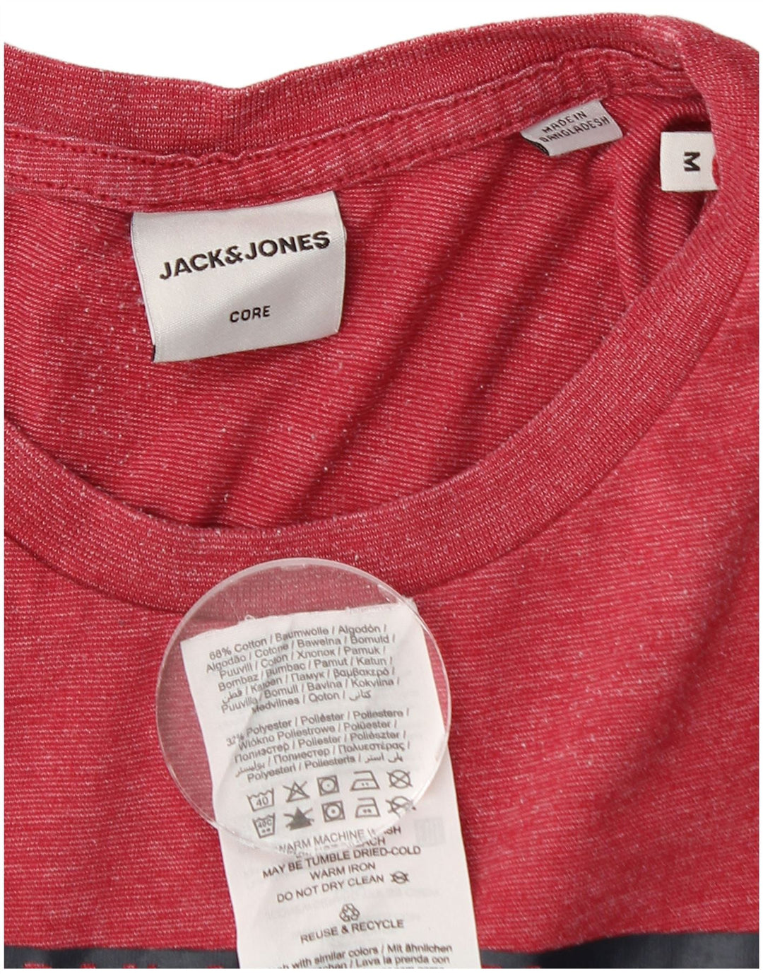 Camiseta gráfica masculina Jack & Jones Top médio algodão manchado vermelho