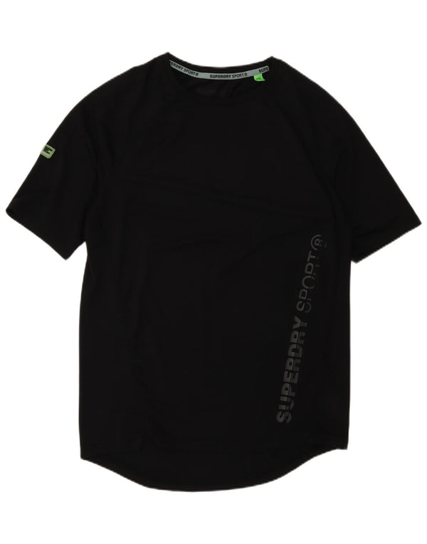 Superdry Mens Lash Graphic T-Shirt Top Pequeno Poliéster Preto