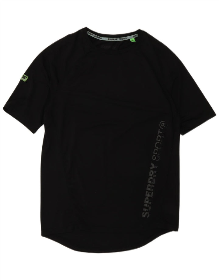 Superdry Mens Lash Graphic T-Shirt Top Pequeno Poliéster Preto