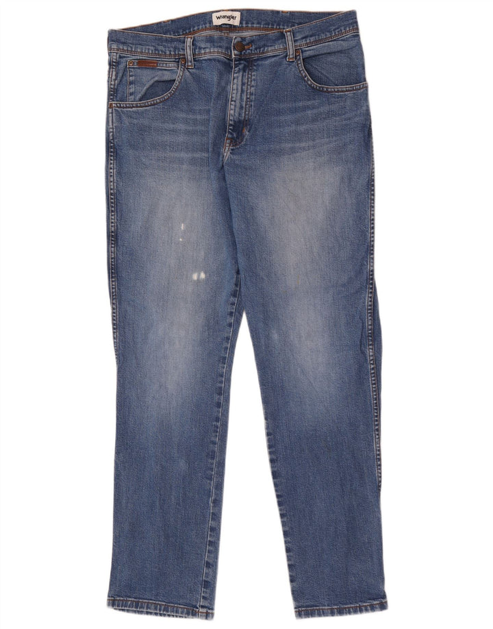 Wrangler Masculino Texas Slim Jeans W36 L32 Azul Algodão