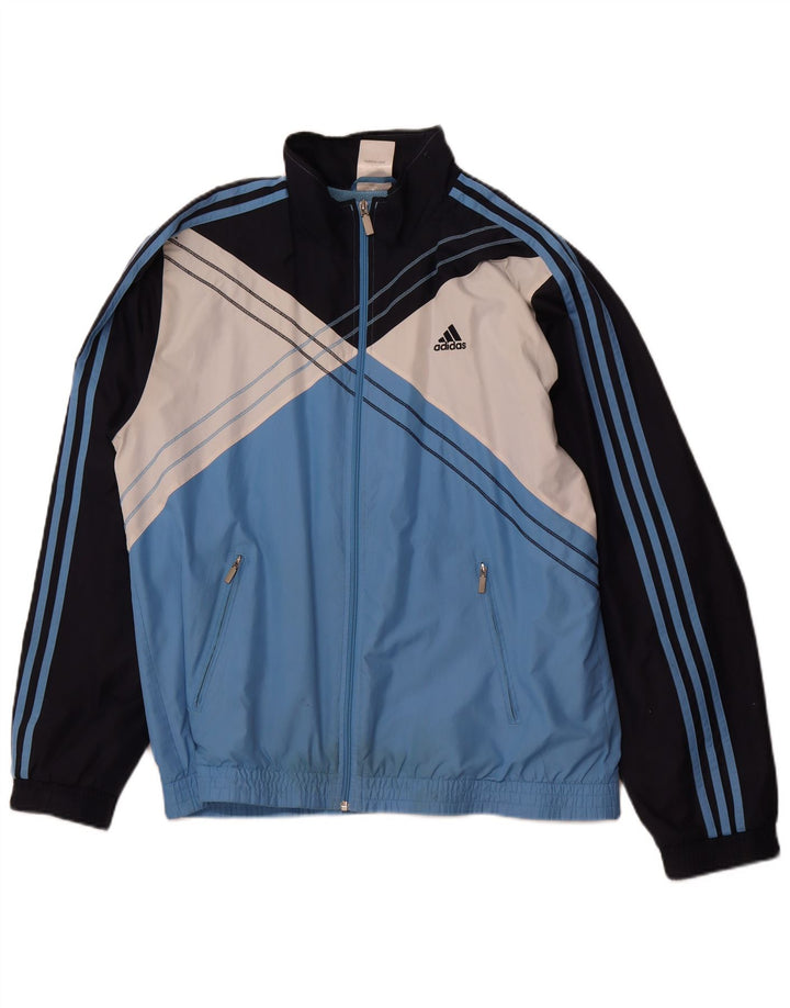 ADIDAS Mens Tracksuit Top Jacket Grande Azul Colorblock Poliéster