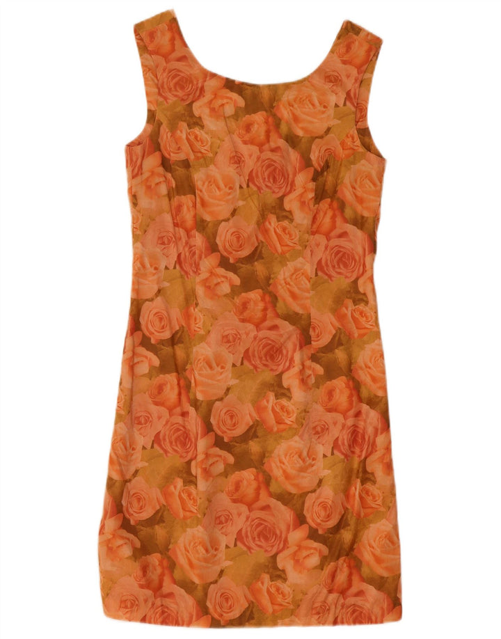 Vestido feminino sem mangas com bainha da Fox EU 36 pequeno floral laranja